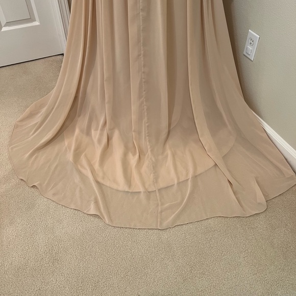 Custom formal long gown dress with train size 16 18 1X 2X Plus Size nude - Picture 5 of 11